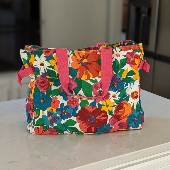 Holiday Fair Multicolor Floral Tote Travel Shopping Handbag - Picture 1 of 15